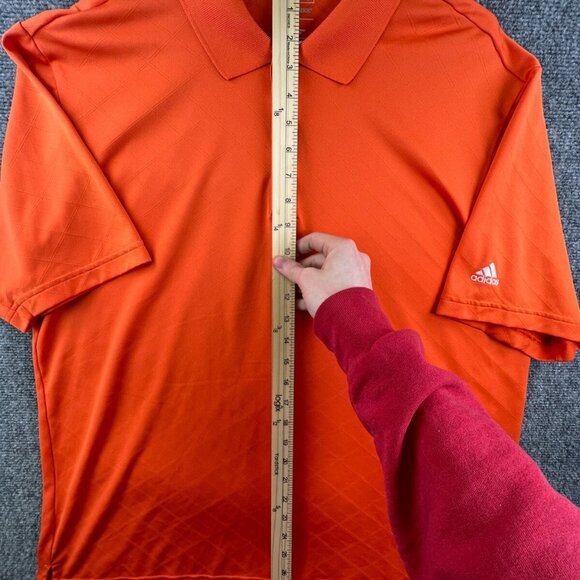 Adidas Golf Short Sleeve Men's Polo Shirt Orange Large Geometric Adult Polyester - Picture 3 of 16